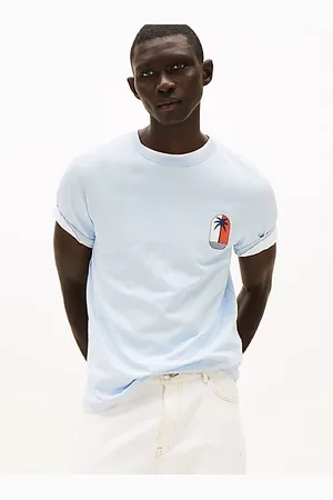 Tommy Hilfiger Rundhals-T-Shirt mit tropischem Logo