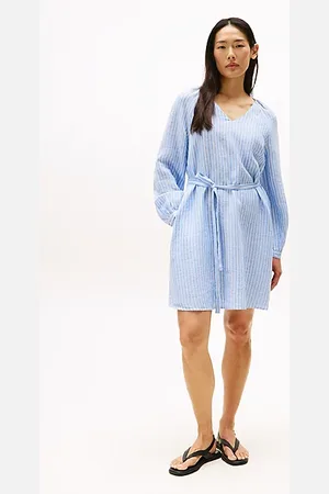 Tommy Hilfiger Minikleid aus Leinen mit V-Ausschnitt
