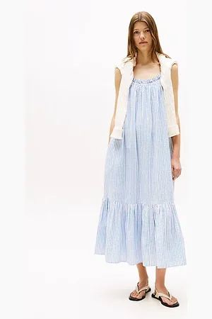 Tommy Hilfiger Fit-and-Flare-Maxikleid aus Seersucker