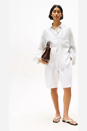 Tommy Hilfiger Bermuda-Shorts mit Leinen und weitem Bein