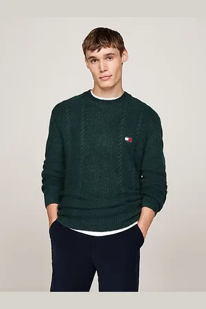 Tommy Hilfiger Slim Fit Rundhals-Pullover mit Zopfstrick