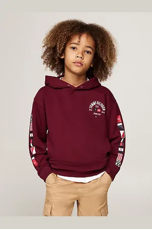 Tommy Hilfiger Hoodie mit Logo am Ärmel und Druckknopf