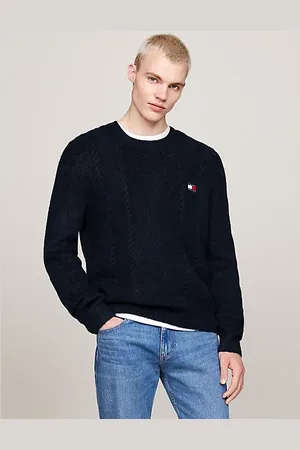 Tommy Hilfiger Slim Fit Rundhals-Pullover mit Zopfstrick