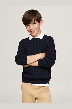 Tommy Hilfiger Zopfstrick-Pullover und Rundhalsausschnitt