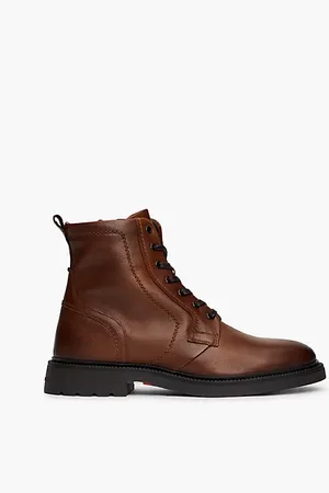 Tommy Hilfiger Leichtgewichtiger Mid-Top Leder-Schnürstiefel