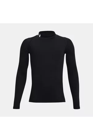 Under Armour Jungen HeatGear Langarmshirt mit Stehkragen / Weiß YLG (149 - 160 cm)