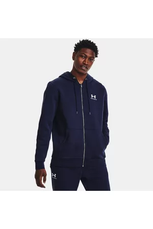 Under Armour Icon Fleece-Hoodie mit durchgehendem Zip für Herren Midnight Blaue Marine / Weiß L