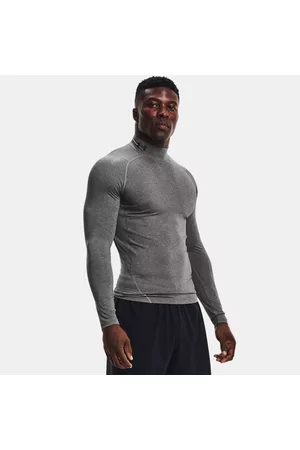 Under Armour HeatGear® Mock Langarm-Oberteil für Herren Carbon Heather / Schwarz L