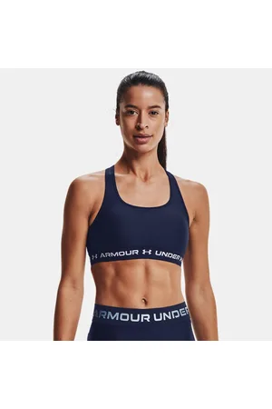 Under Armour Sport-BH Armour® Mid Crossback für Damen Midnight Blaue Marine / Midnight Blaue Marine / Weiß L
