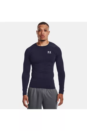 Under Armour HeatGear® Langarm-Oberteil für Herren Midnight Blaue Marine / Weiß 3XL