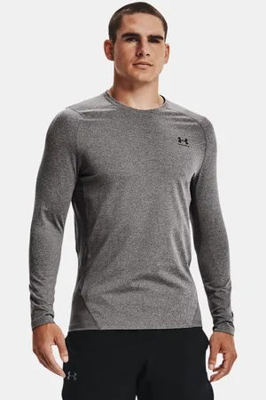 Under Armour Herren ColdGear® Fitted Crew Charcoal Light Heather / Schwarz L