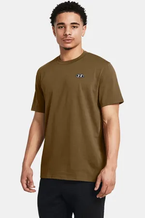 Under Armour Heavyweight Kurzarm-Oberteil mit Aufnäher auf der linken Brust für Herren Coyote / Weiß M