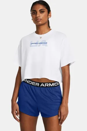 Under Armour Boxy Crop Kurzarm-Oberteil mit Logo für Damen / Nimbus Blau M