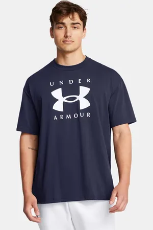 Under Armour Heavyweight Kurzarm-Oberteil in Oversize-Passform mit Logo für Herren Midnight Blaue Marine / Weiß S