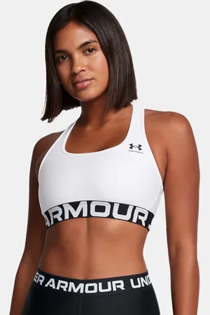 Under Armour HeatGear® Armour Mid Sport-BH mit Branding für Damen / Schwarz L
