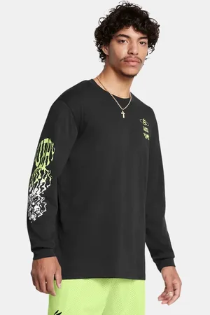 Under Armour Curry Verbiage schweres Langarm-Oberteil für Herren / Hyper Grün / Weiß L