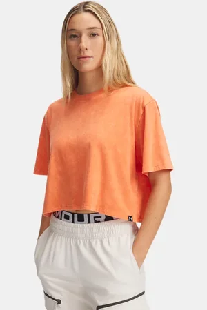 Under Armour Rival Kurzarm-Oberteil mit Waschung für Damen Fire / Schwarz / Fire L