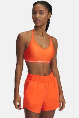 Under Armour Damen Crossback Low Sport-BH Fire / Weiß L