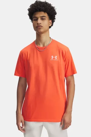 Under Armour Kurzarm-Oberteil mit Logo auf der linken Brust für Herren Fire / Weiß L