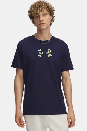 Under Armour Holiday Heavyweight Kurzarm-Oberteil für Herren Midnight Blaue Marine / Ether / Noble Gold L