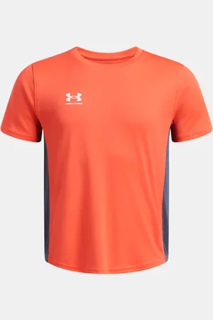 Under Armour Challenger Training Kurzarm-Oberteil für Jungen Fire / Downpour Grau / Weiß YLG (149 - 160 cm)