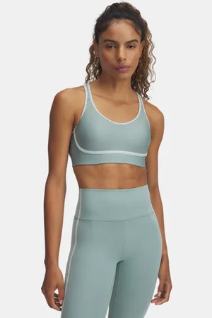 Under Armour Infinity Mid Piped Sport-BH für Damen Silica / Hydro / Silica L A-C