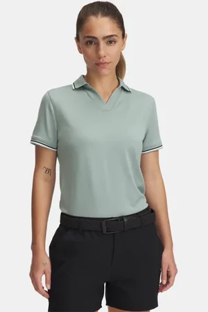 Under Armour Drive Rib Kurzarm-Poloshirt für Damen Silica / Schwarz / Schwarz L
