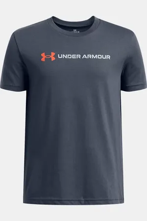 Under Armour Kurzarmoberteil mit Schriftzug-Logo für Jungen Downpour / Fire / Mod YSM (127 - 137 cm)