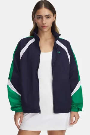 Under Armour Icon Trainingsjacke mit Crinkle-Textur für Damen Midnight Blaue Marine / Team Kelly Grün / Team Kelly Grün L