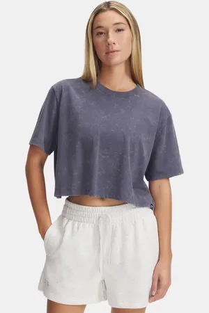 Under Armour Rival Kurzarm-Oberteil mit Waschung für Damen Downpour / Schwarz / Downpour L