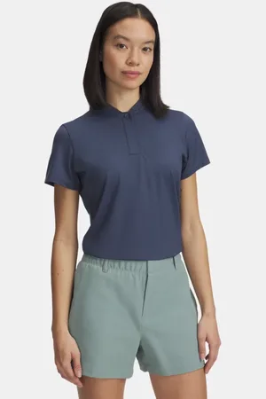 Under Armour Drive Chill Kurzarm-Poloshirt für Damen Downpour / Midnight Blaue Marine L