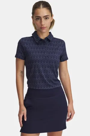 Under Armour Playoff 3.0 Poloshirt mit Aufdruck für Damen Midnight Blaue Marine / Downpour Grau / Halo Grau L