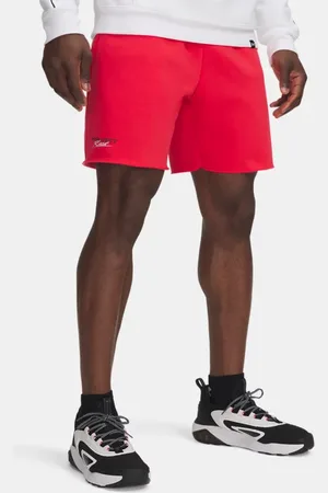 Under Armour Project Rock Icon Fleece-Shorts für Herren Lava / Weiß L