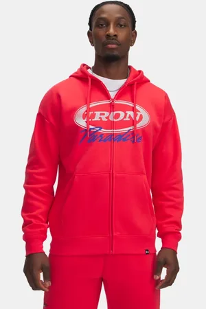 Under Armour Project Rock Icon Jacke aus Fleece mit durchgehendem Zip für Herren Lava / Weiß L