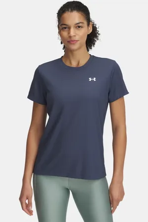 Under Armour Tech™ Kurzarm-Ripp-Oberteil für Damen Downpour / Weiß L