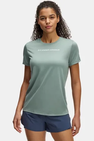 Under Armour Tech™ PTH Kurzarm-Oberteil mit Grafik für Damen Silica / Hydro L