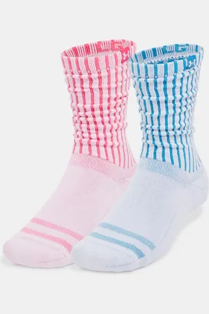 Under Armour Sportstyle Crew-Socken aus Baumwolle im 2er-Pack, unisex Ether / Super Rosa / Ether L