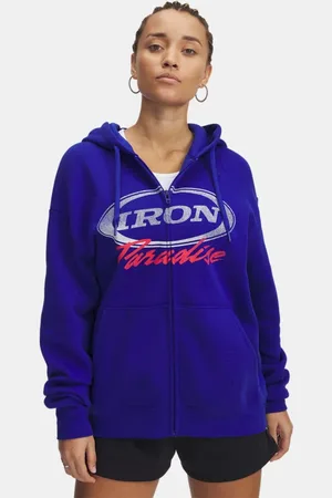 Under Armour Project Rock Iron Paradise Oberteil mit durchgehendem Zip für Damen Royal / Weiß L
