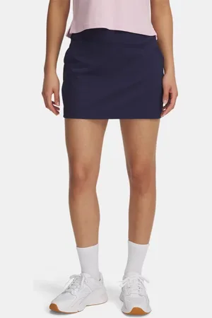 Under Armour Drive Strick-Plissee-Skort für Damen Midnight Blaue Marine / Halo Grau L