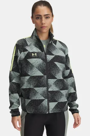 Under Armour Challenger Pro Trainingsjacke mit Print für Damen Silica / Schwarz / Sonic Gelb L