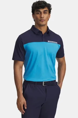 Under Armour Tee To Green Poloshirt in Blockfarben für Herren Midnight Blaue Marine / Ether / Weiß L