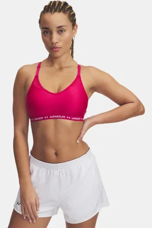 Under Armour Damen Crossback Low Sport-BH Shaded Fuchsia / Weiß L