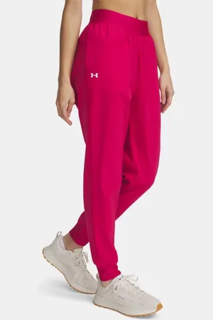 Under Armour Rival Gewebte Hose mit hohem Bund für Damen Shaded Fuchsia / Weiß L