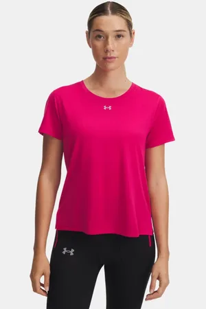 Under Armour Trail-Running-Kurzarmoberteil für Damen Shaded Fuchsia / Reflektierend L
