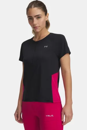 Under Armour Trail-Running-Kurzarmoberteil mit Zip für Damen / Shaded Fuchsia / Reflektierend L
