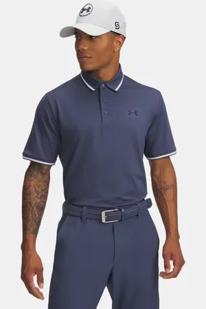 Under Armour Playoff 3.0 Rippstrick-Poloshirt für Herren Downpour / Prime Rosa / Midnight Blaue Marine L