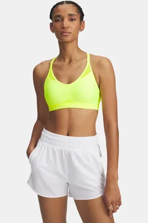 Under Armour Damen Crossback Low Sport-BH High Vis / Weiß L