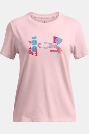 Under Armour Fill Kurzarmoberteil mit großem Logo für Mädchen Prime / Stream / Shaded Fuchsia YLG (149 - 160 cm)