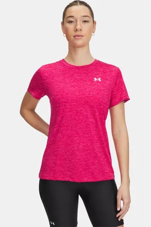 Under Armour Tech™ Twist Kurzarm-Oberteil für Damen Shaded Fuchsia / Weiß L