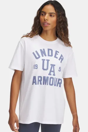 Under Armour Heavyweight Collegiate Kurzarm-Oberteil in Oversize-Passform für Frauen / Aurora Violett / L